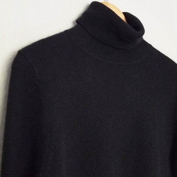 Garnet Hill Essential 100% Cashmere Turtleneck Sweater Size S Black SOFT $189 - Picture 7 of 15